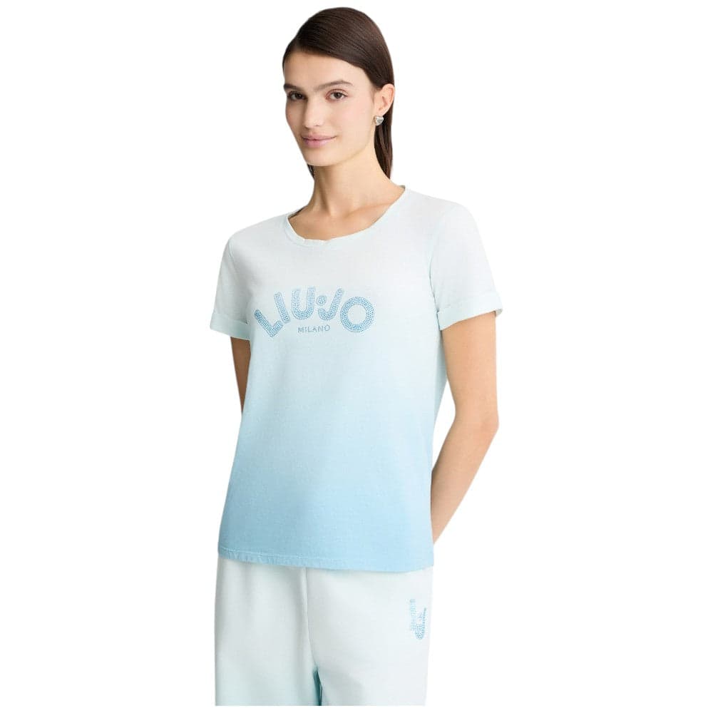 Liu Jo t-shirt azzurro logo con strass TA5267JS923 M9112 - 5