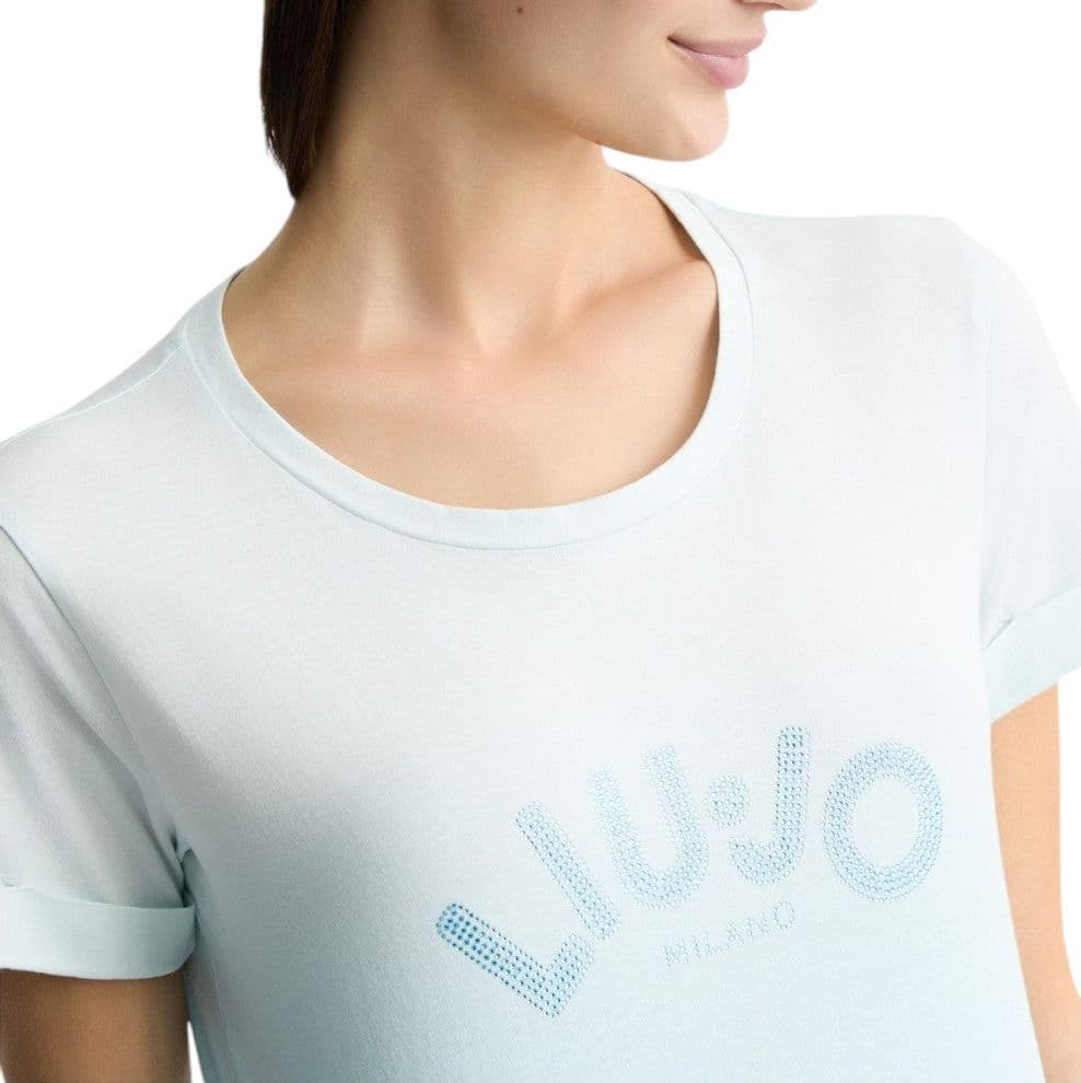 Liu Jo t-shirt azzurro logo con strass TA5267JS923 M9112 - 2
