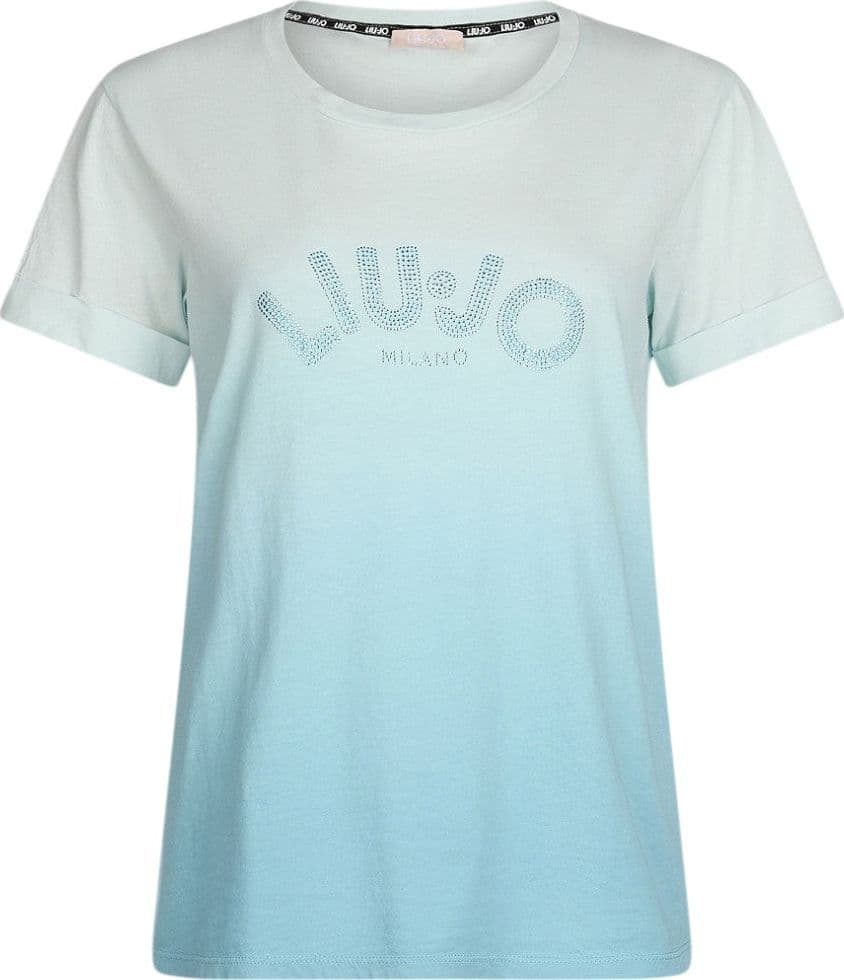 Liu Jo t-shirt azzurro logo con strass TA5267JS923 M9112 - 4
