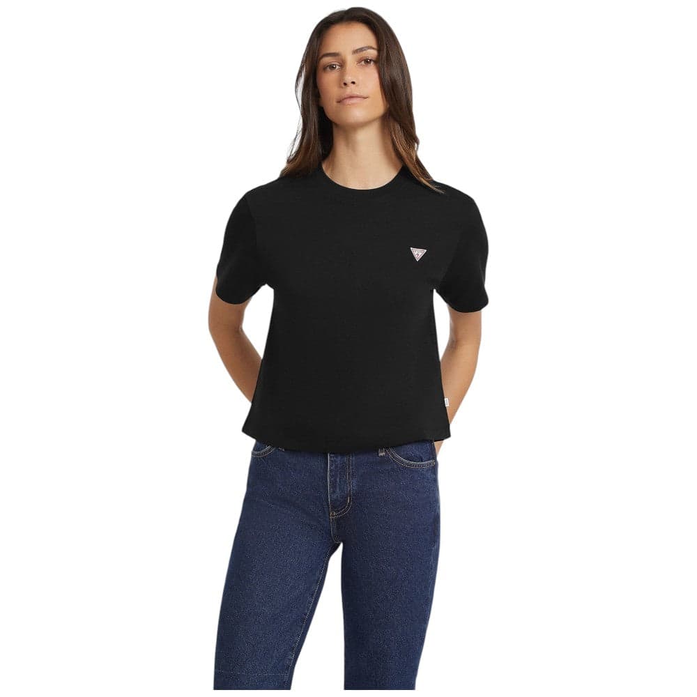 Guess Jeans t-shirt nera logo triangolo boxy fit W4YI05 K8HM0 JBLK - 7