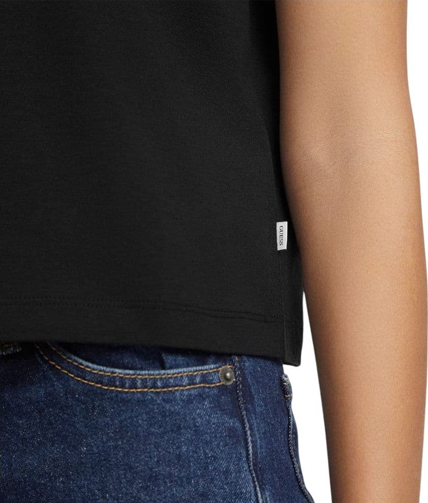 Guess Jeans t-shirt nera logo triangolo boxy fit W4YI05 K8HM0 JBLK - 4