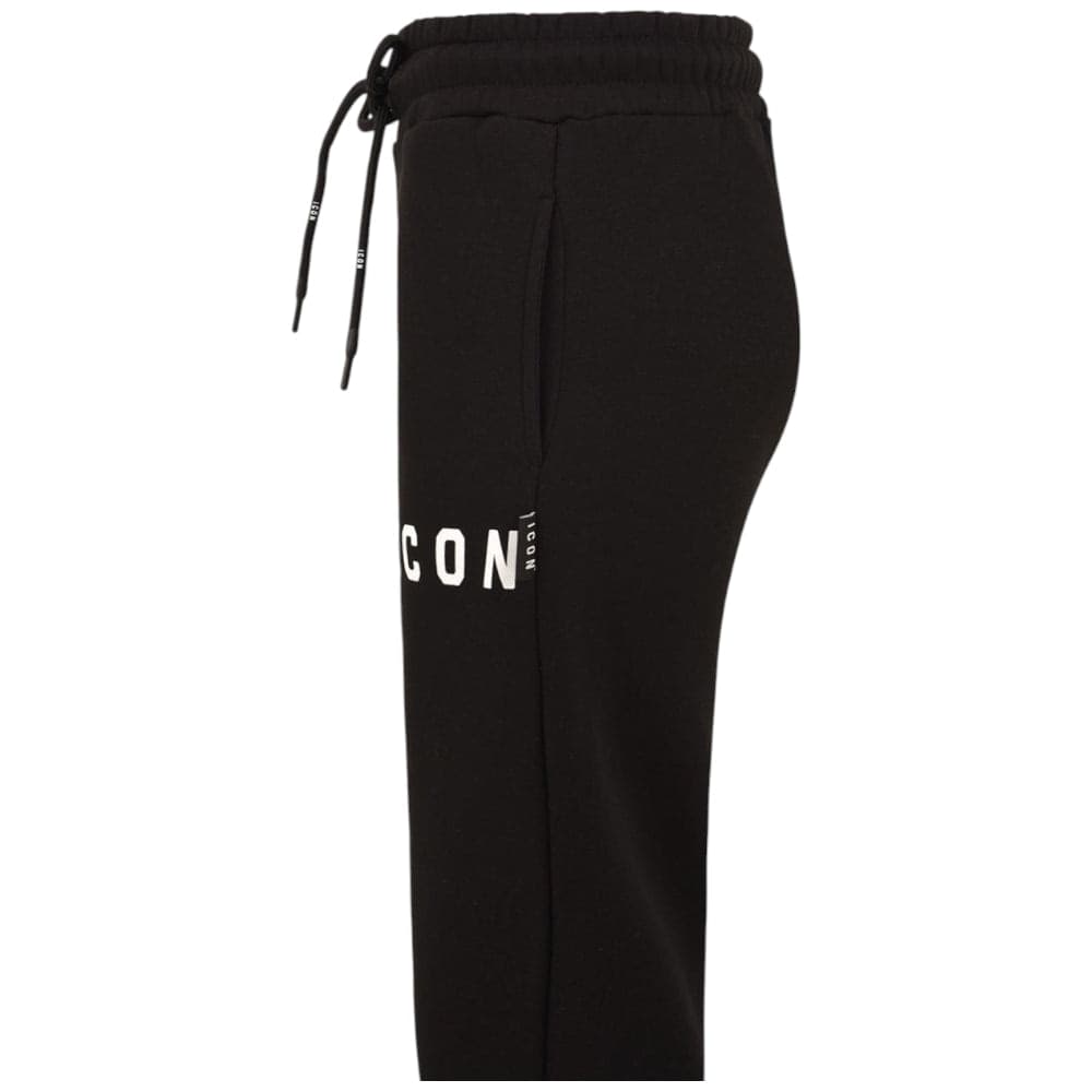 ICON pantalone tuta nero con logo ICON IU9018P - 2