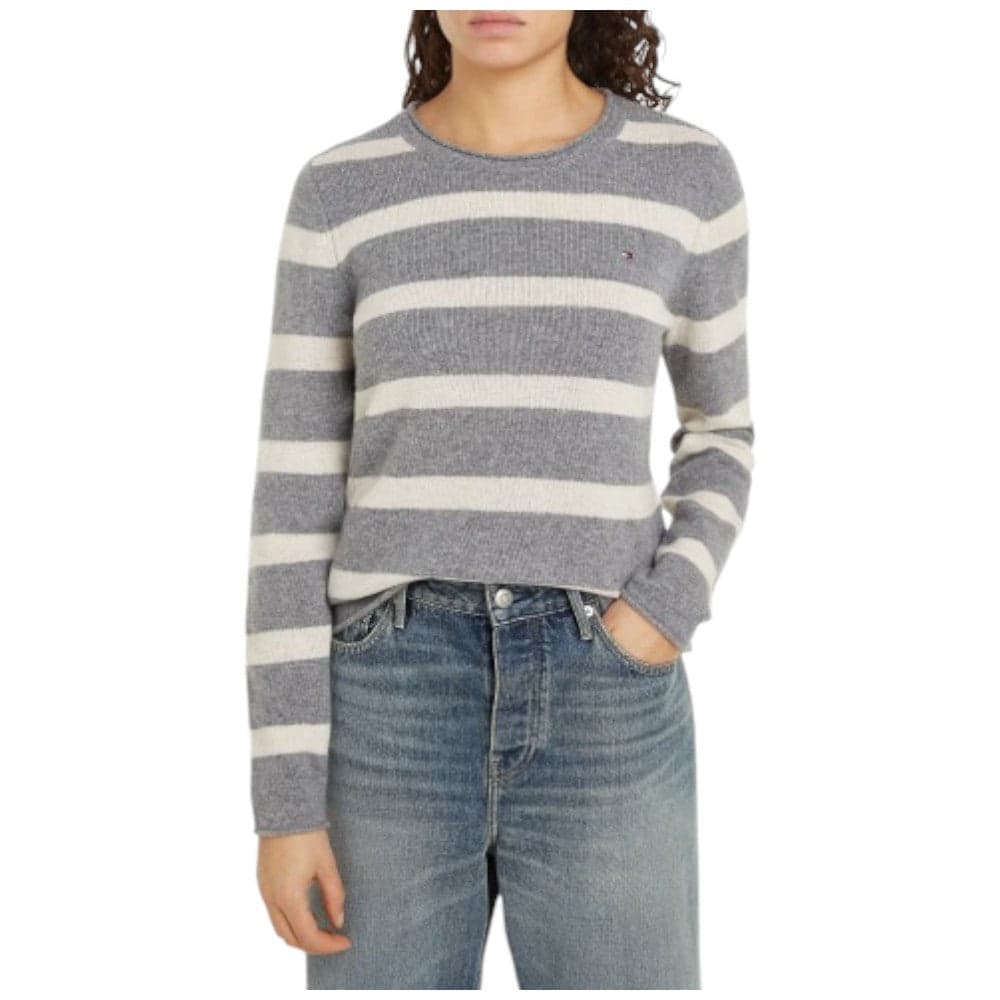 Tommy Hilfiger pullover in lana a righe grigio panna WW0WW44161