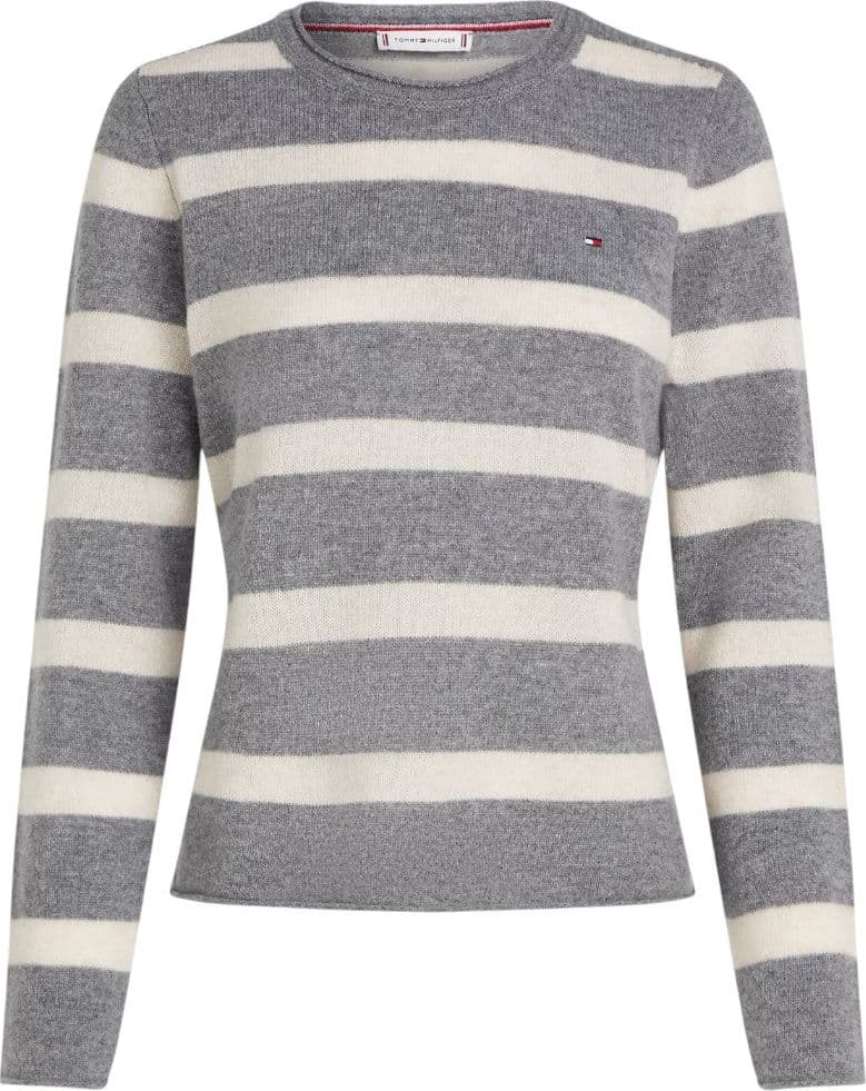Tommy Hilfiger pullover in lana a righe grigio panna WW0WW44161 - 4