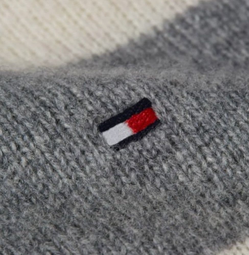 Tommy Hilfiger pullover in lana a righe grigio panna WW0WW44161 - 5