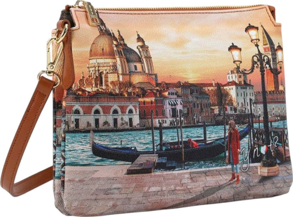 YNot borsa tracolla 3 scomparti stampa grafica Venice Sunset PU pelle - 2