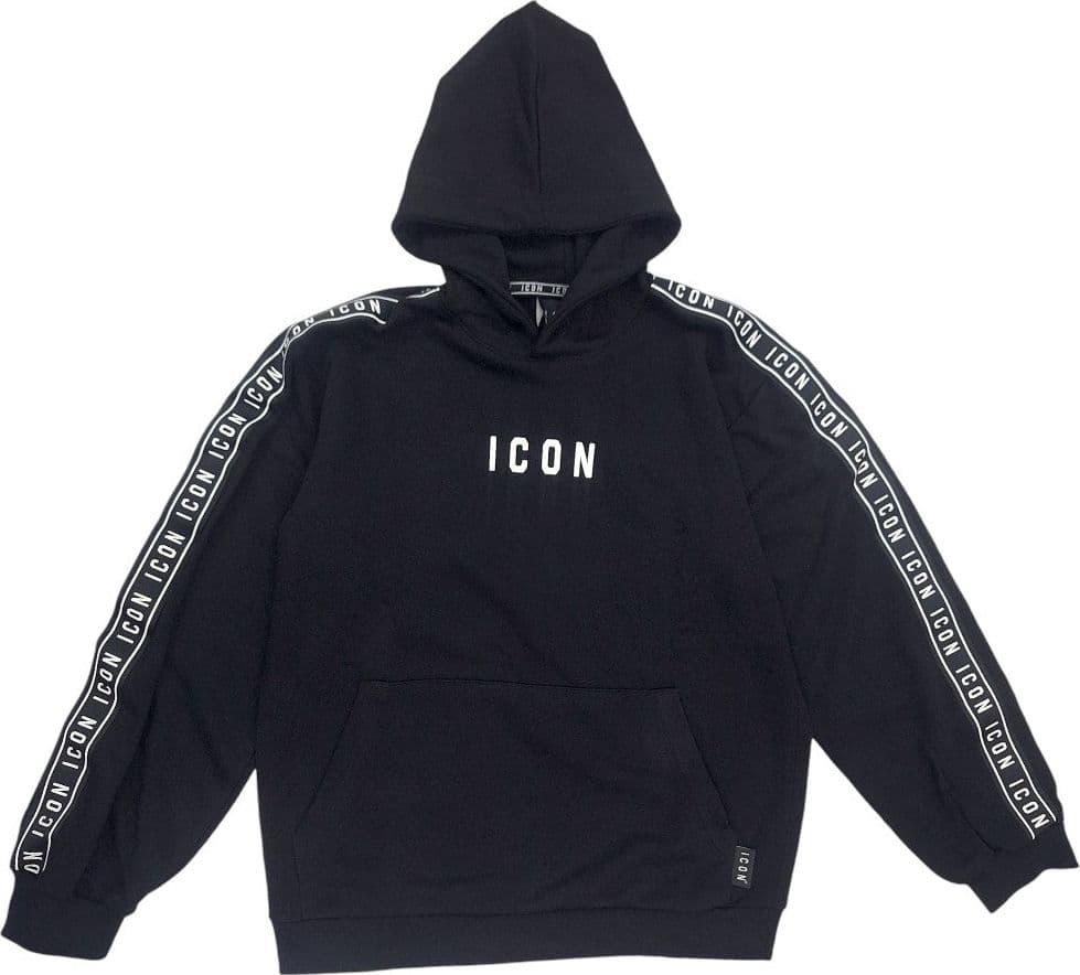 ICON felpa nera con cappuccio fascia ICON IU9103F