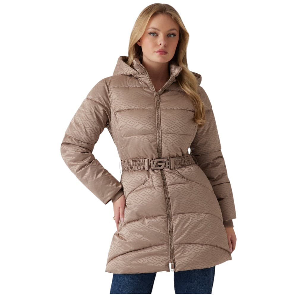 Guess piumino puffer marrone con logo all over W4BL58 WGL72 FN84 - 6
