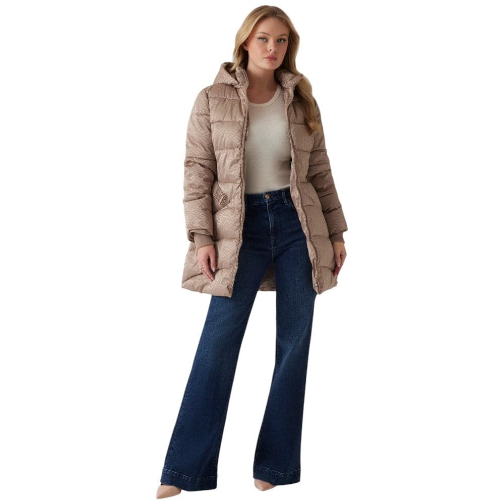 Guess piumino puffer marrone con logo all over W4BL58 WGL72 FN84 - 4