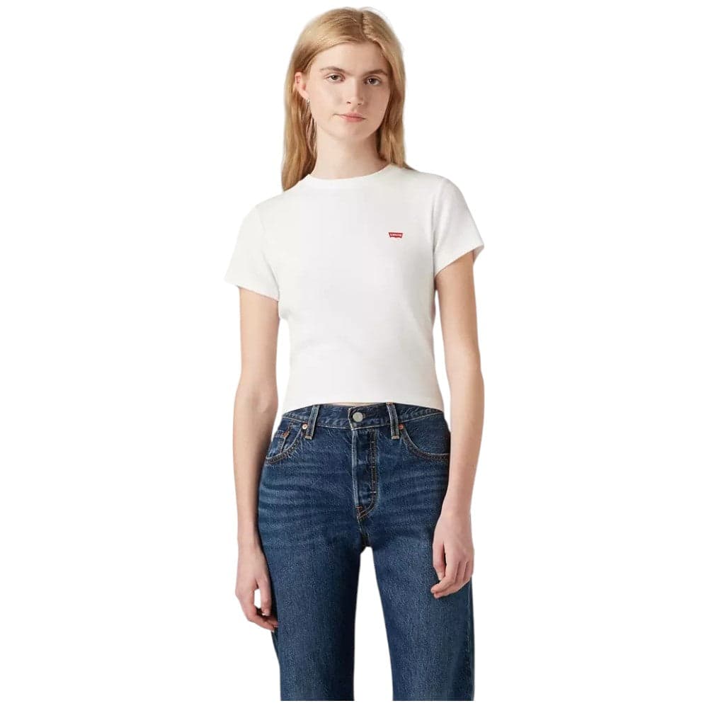 Levi's t-shirt bianca cropped a coste logo piccolo A7419 0013 - 5