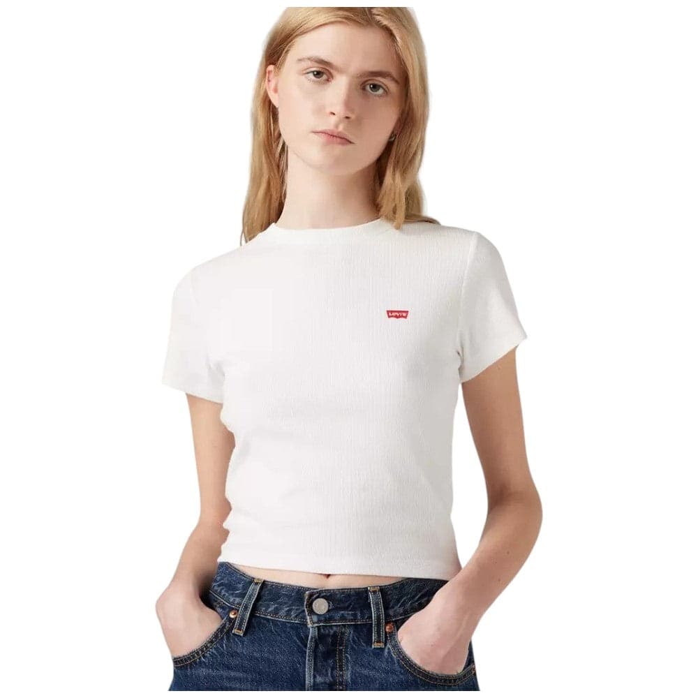 Levi's t-shirt bianca cropped a coste logo piccolo A7419 0013 - 2