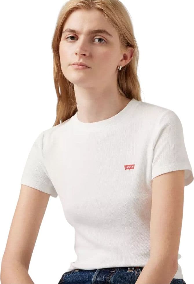Levi's t-shirt bianca cropped a coste logo piccolo A7419 0013 - 3