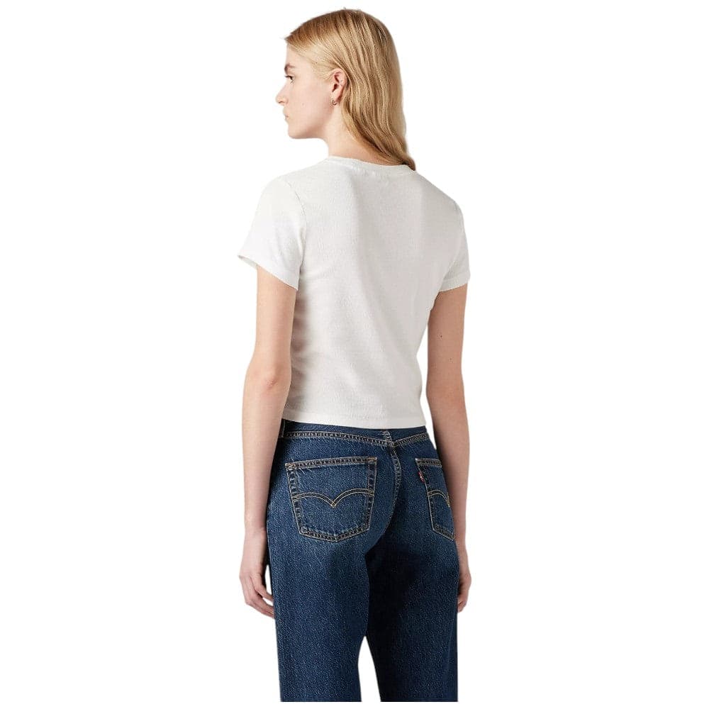 Levi's t-shirt bianca cropped a coste logo piccolo A7419 0013 - 4