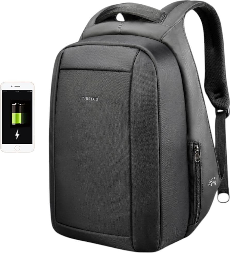 Tigernu Zaino da Viaggio 21L Impermeabile con Sicurezza e Porta USB Nero - 3