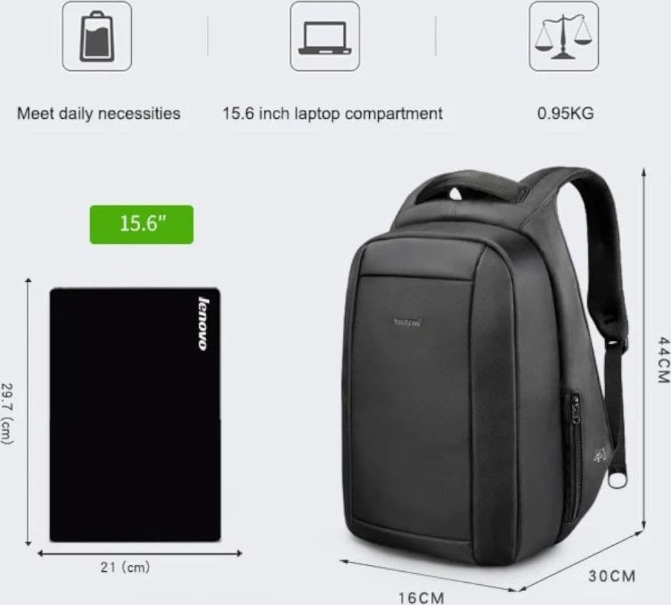 Tigernu Zaino da Viaggio 21L Impermeabile con Sicurezza e Porta USB Nero - 8