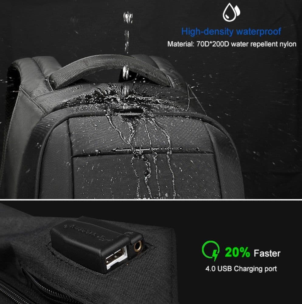 Tigernu Zaino da Viaggio 21L Impermeabile con Sicurezza e Porta USB Nero - 10