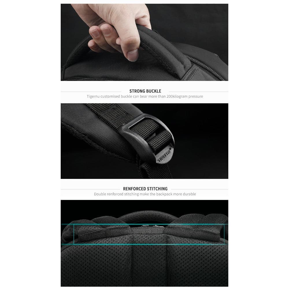 Tigernu Zaino da Viaggio Impermeabile TSA USB per Laptop 15.6'' 22L Nero - 13