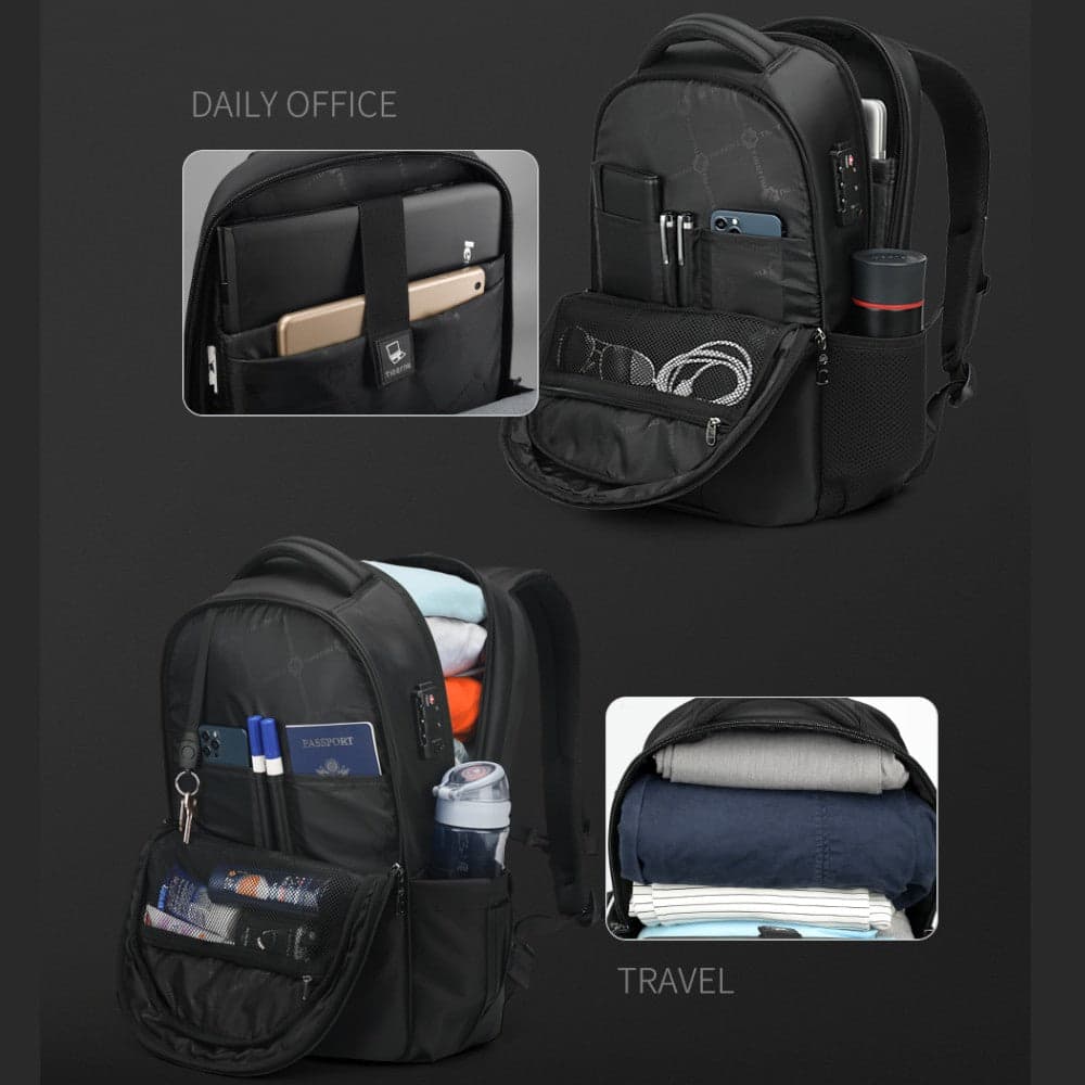 Tigernu Zaino da Viaggio Impermeabile TSA USB per Laptop 15.6'' 22L Nero - 5