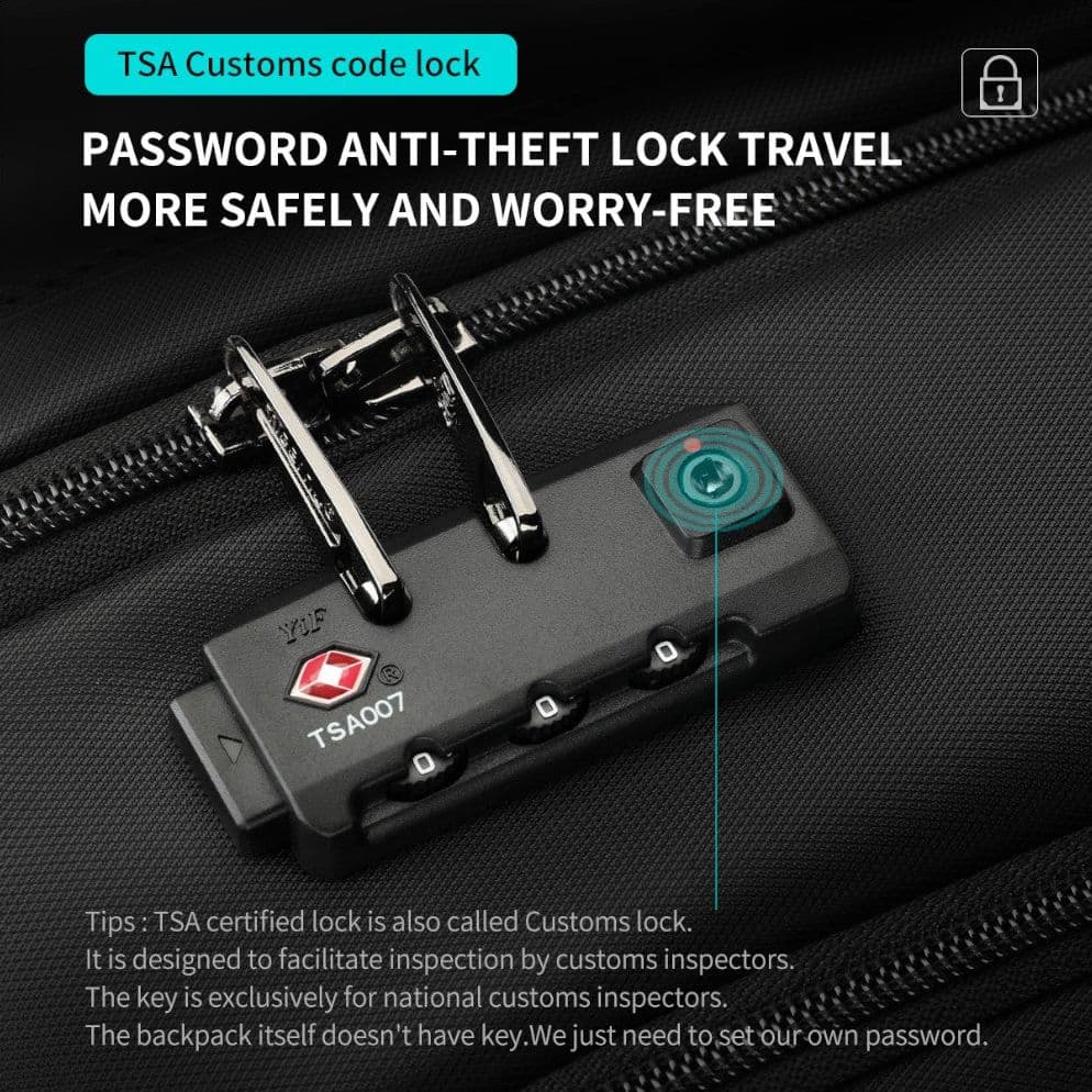 Tigernu Zaino da Viaggio Impermeabile TSA USB per Laptop 15.6'' 22L Nero - 6