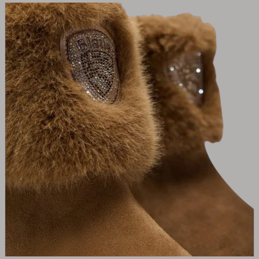 BLAUER stivaletti in suede pelle scamosciata con bordo pelliccia e suola dentellata - 3