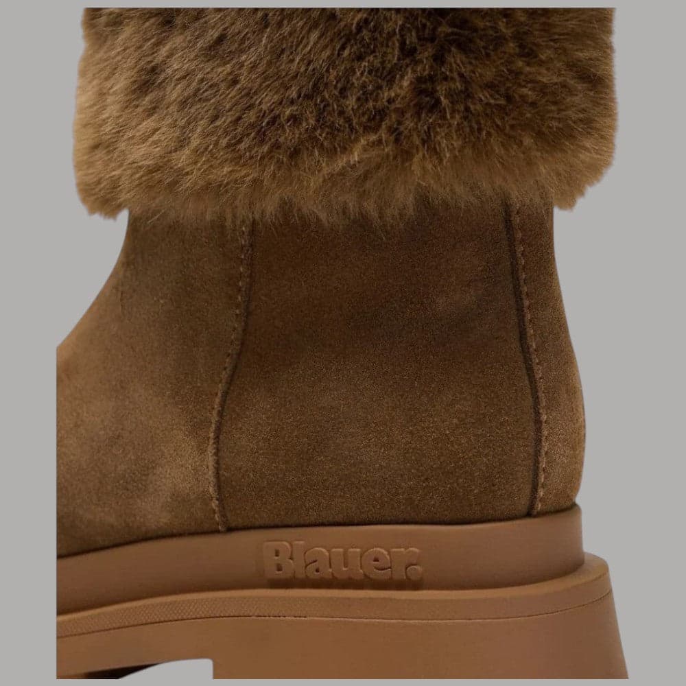 BLAUER stivaletti in suede pelle scamosciata con bordo pelliccia e suola dentellata - 4