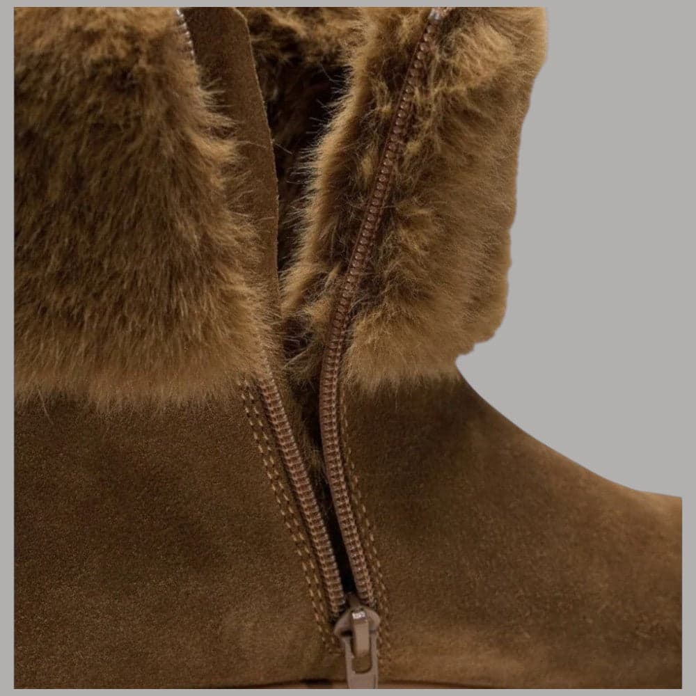 BLAUER stivaletti in suede pelle scamosciata con bordo pelliccia e suola dentellata - 5