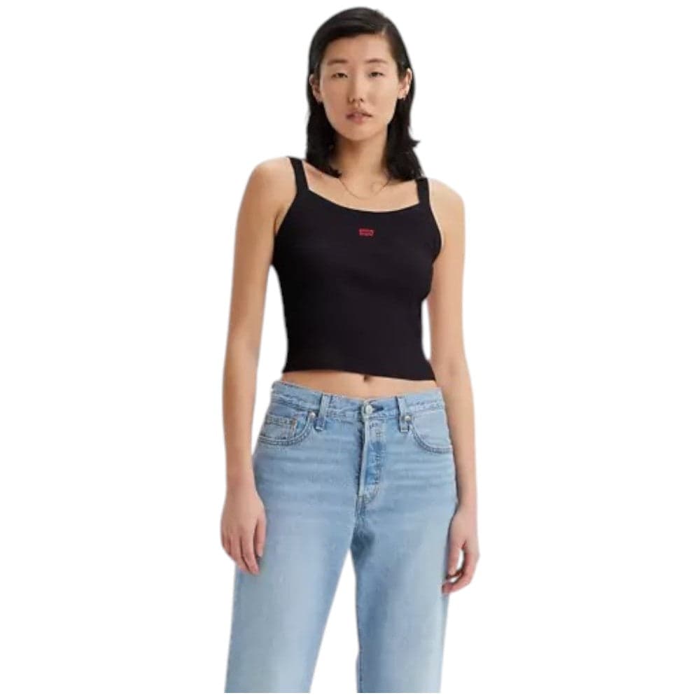 Levi's canotta a coste nera cropped A74200010 - 5