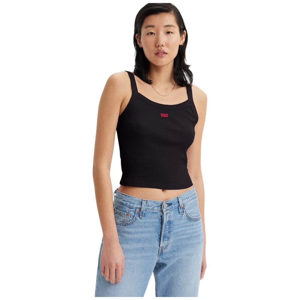 Levi's canotta a coste nera cropped A74200010 - 3