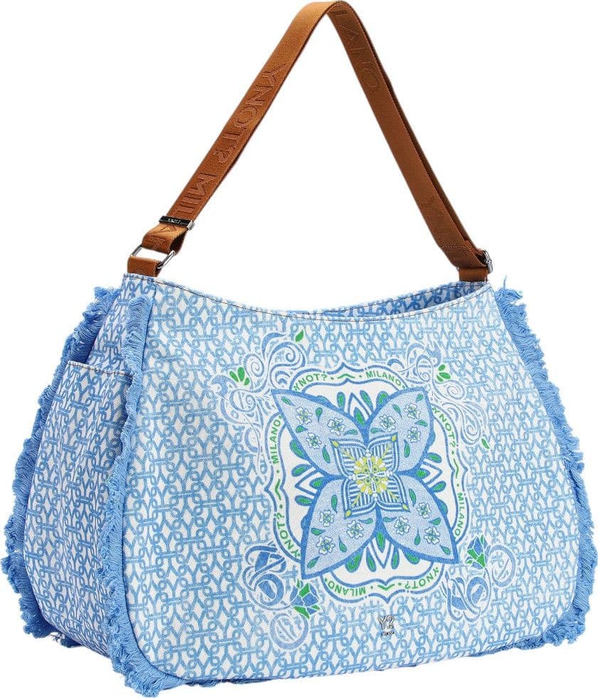 YNot borsa mare hobo bag large canvas cerato tracolla regolabile sky - 2