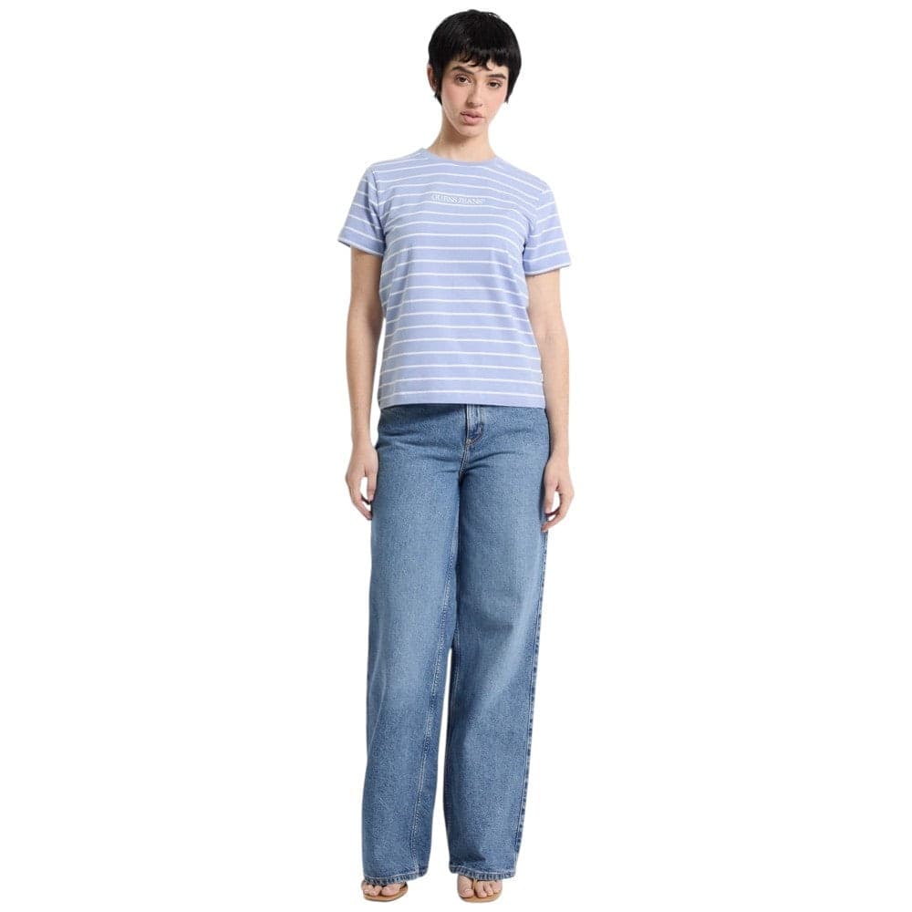 Guess Jeans t-shirt a righe logo ricamato W4BI53 KCIE1 S75Z - 4
