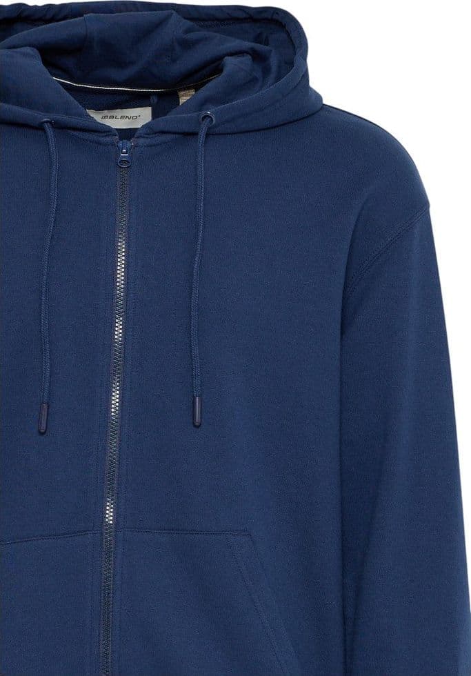 Blend felpa blu con zip e cappuccio 20717883 - 7