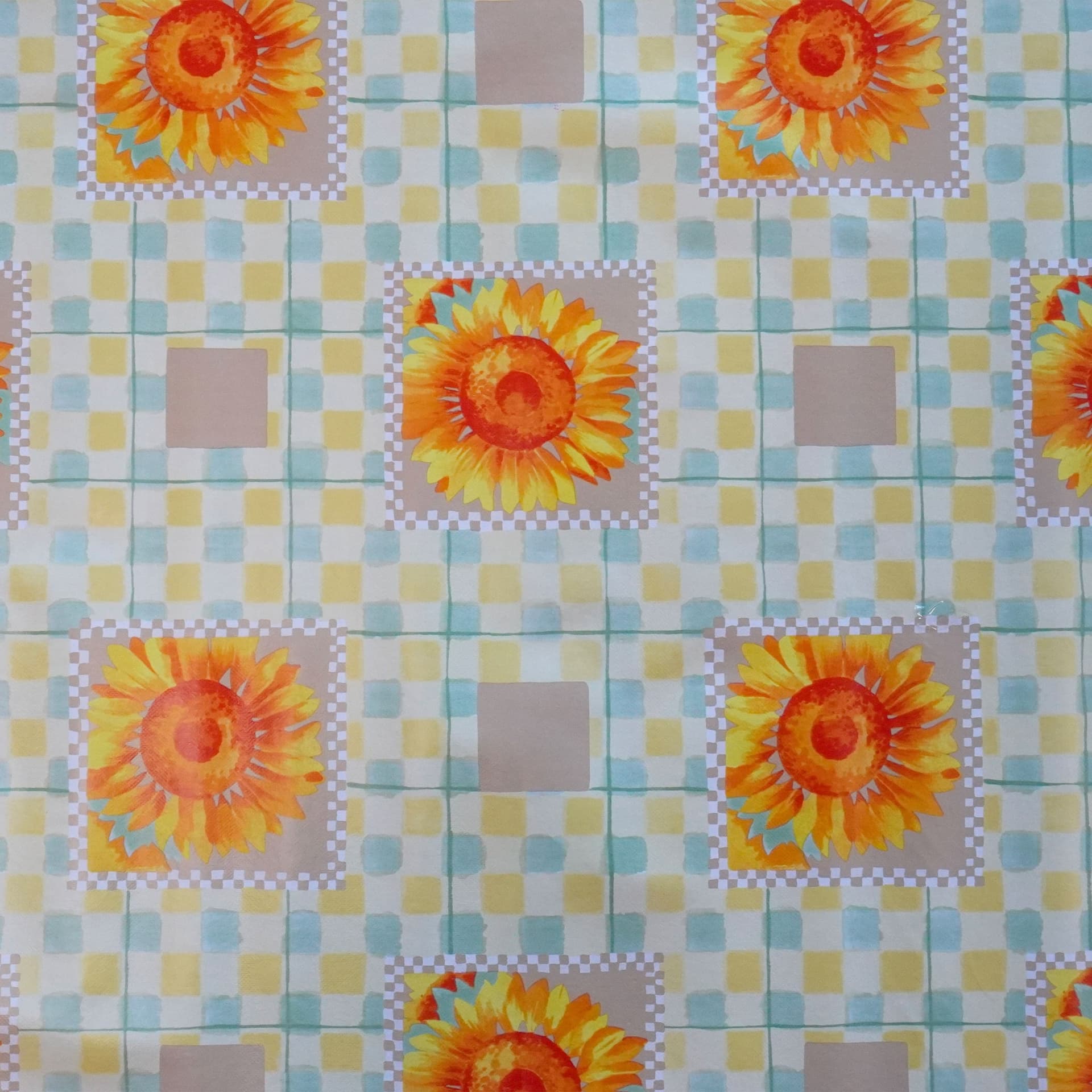 ***MEGA STOCK*** Rotolo da 20 metri (H140cm) di Tovaglia PVC telata cerata Per Casa, Sagre, Pizzerie QUADRI E GIRASOLI ARANCIO - 3