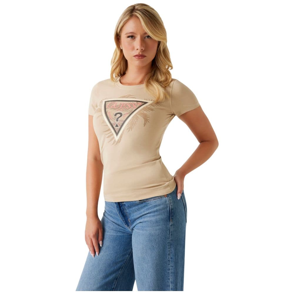 Guess t-shirt beige logo triangolo W5YI13J1314G1L7 - 8