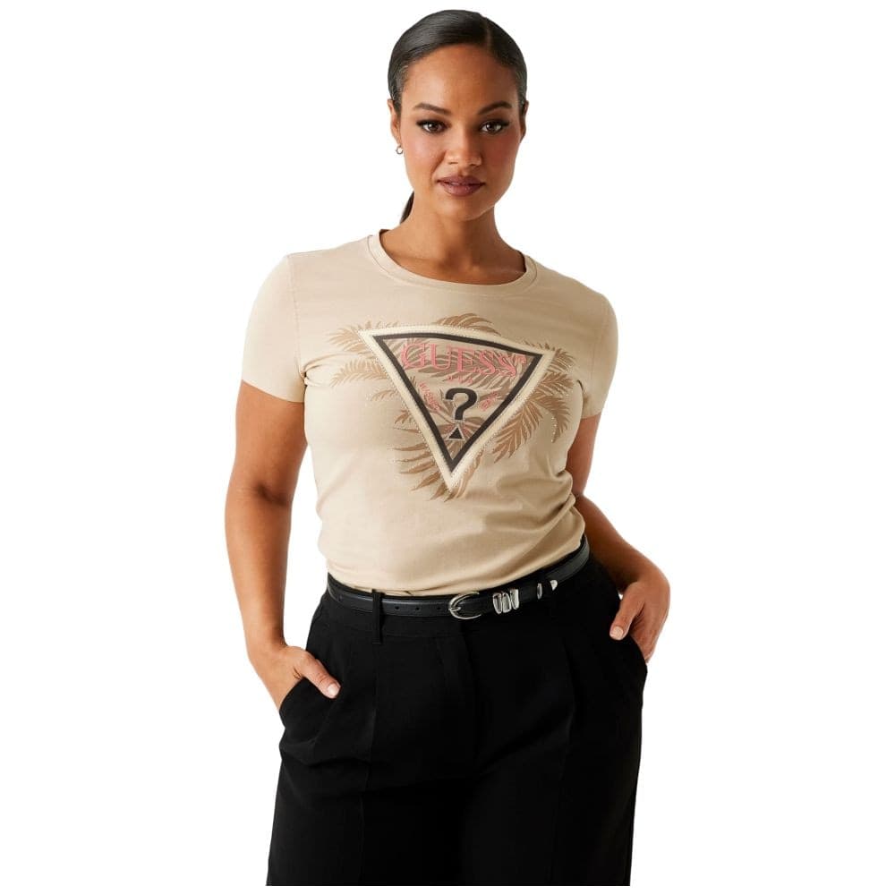 Guess t-shirt beige logo triangolo W5YI13J1314G1L7 - 4