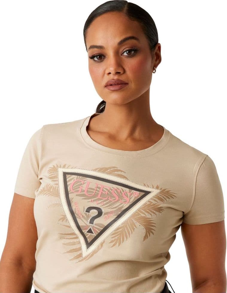 Guess t-shirt beige logo triangolo W5YI13J1314G1L7 - 6