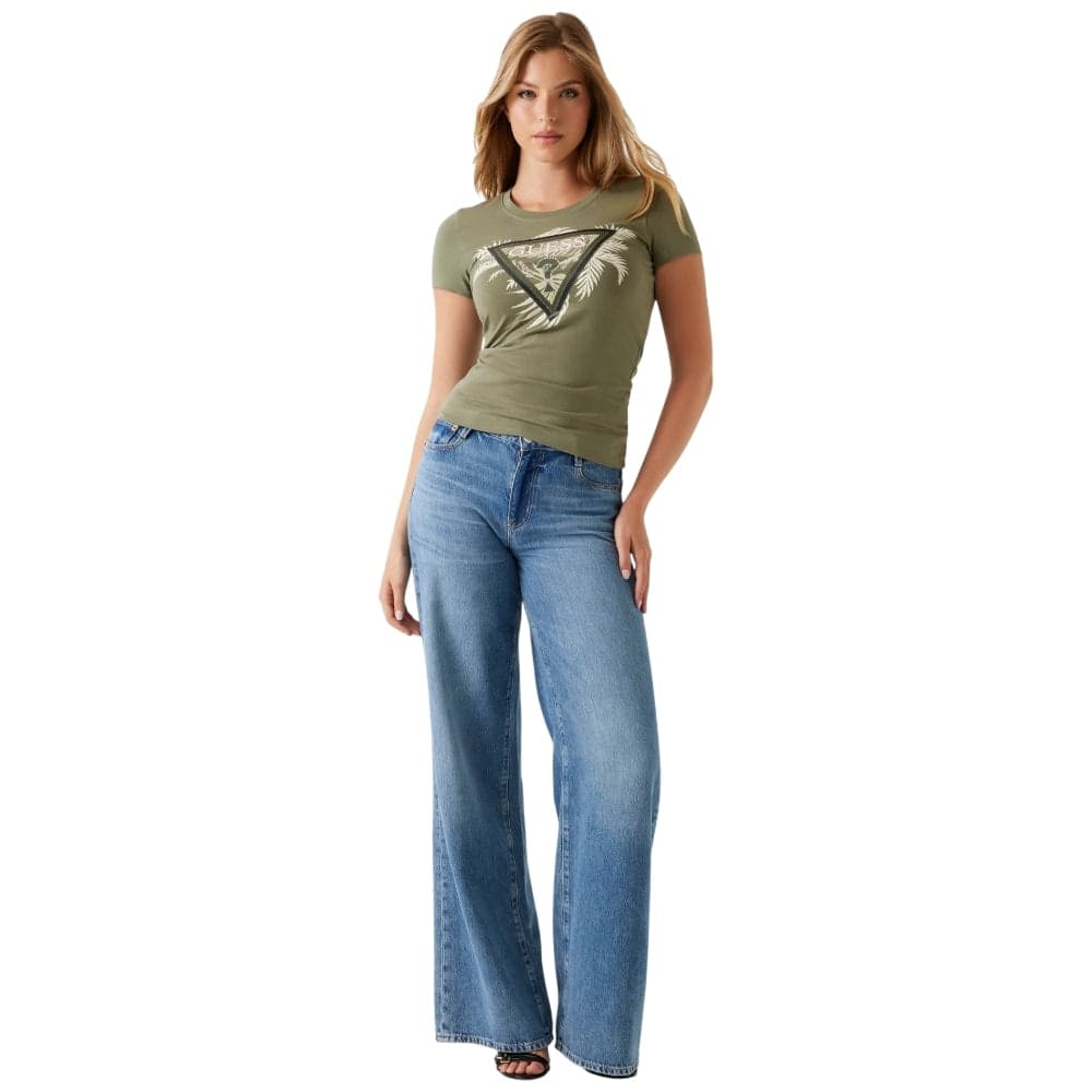 Guess t-shirt verde logo triangolo W5YI13J1314G831 - 2