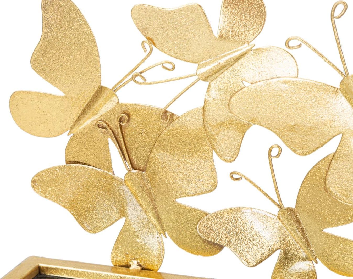 Mensole da parete in metallo con farfalle ripiano in vetro per decorazioni ambienti set da 2 - 2