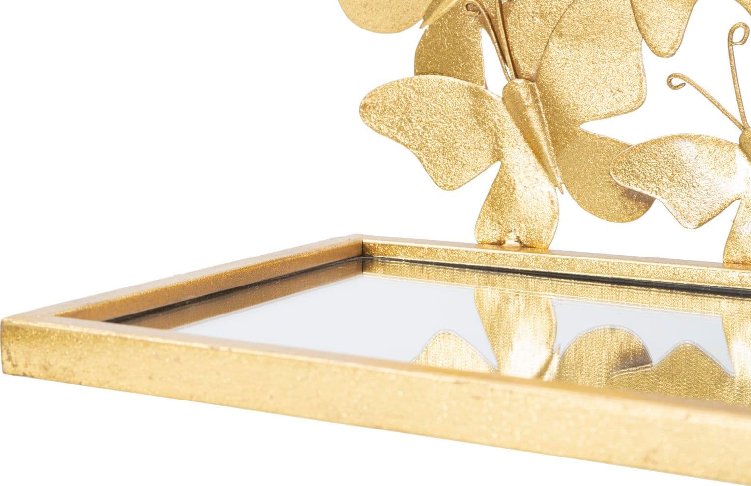 Mensole da parete in metallo con farfalle ripiano in vetro per decorazioni ambienti set da 2 - 3
