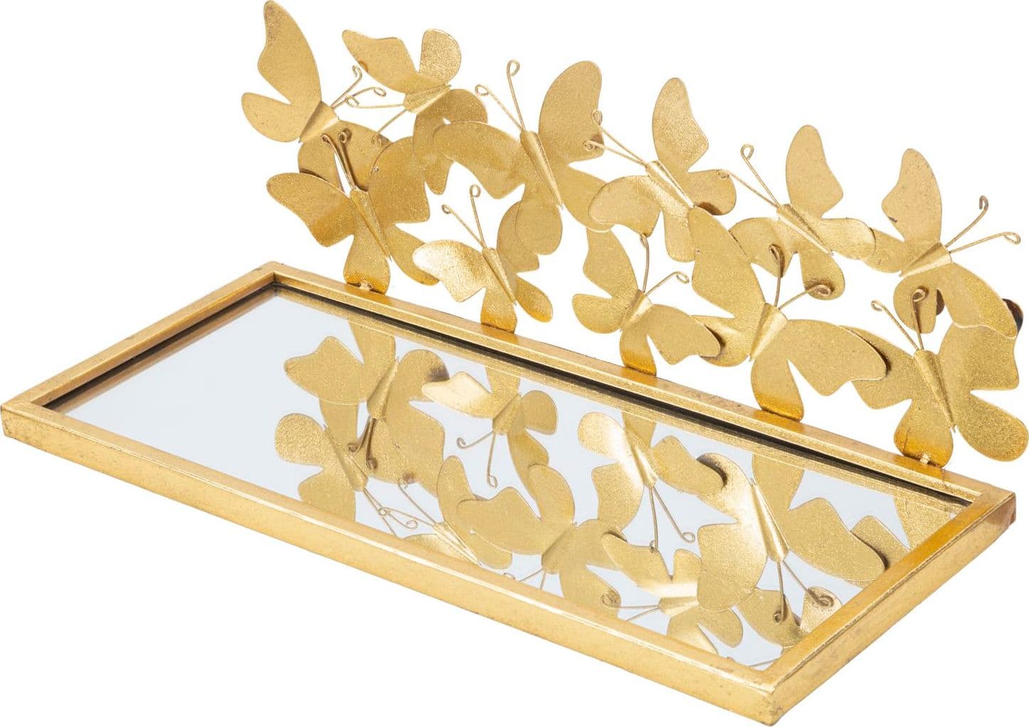 Mensole da parete in metallo con farfalle ripiano in vetro per decorazioni ambienti set da 2 - 6