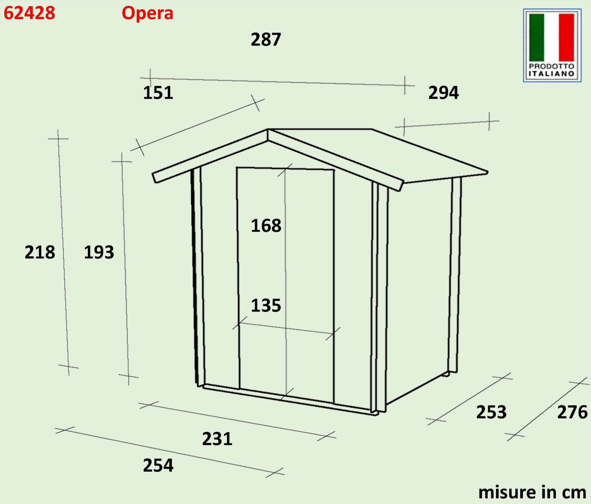 Casetta in legno con doppia porta finestrata deposito da giardino "Made in Italy" - 12