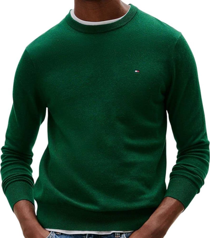 Tommy Hilfiger pullover pima cashemere verde bosco MW0MW28046MQ8 - 1