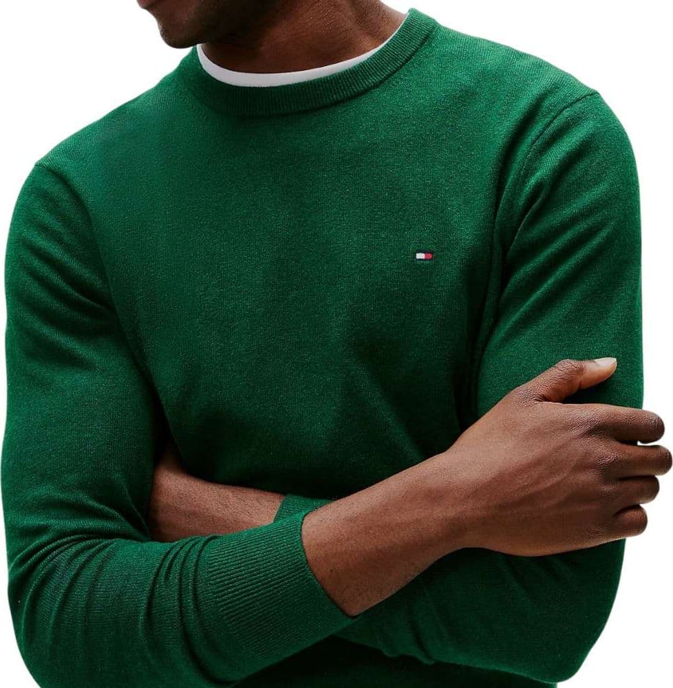 Tommy Hilfiger pullover pima cashemere verde bosco MW0MW28046MQ8 - 2