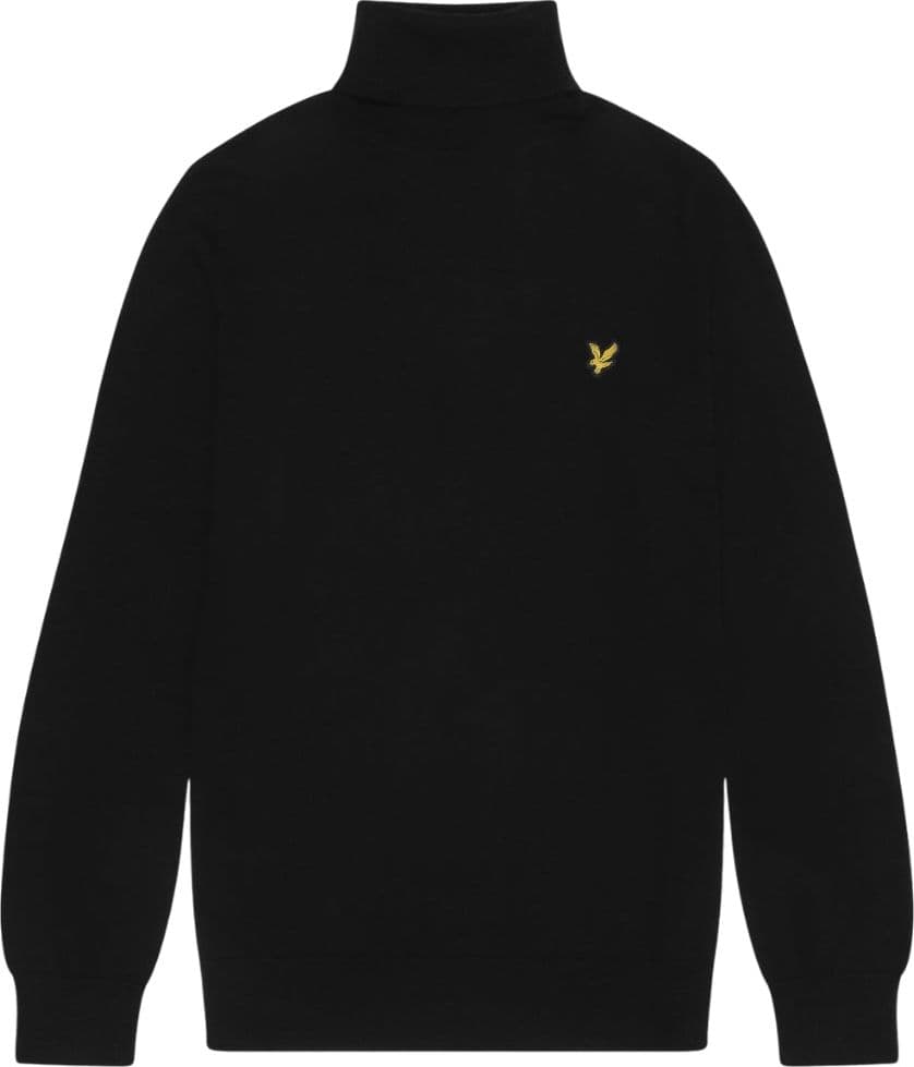 Lyle & Scott maglione collo alto nero in merino KN2103VC - 2