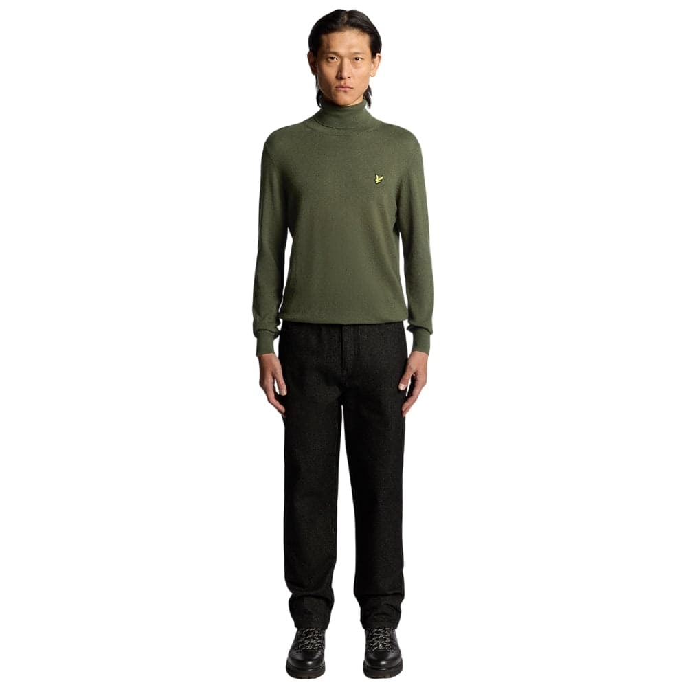 Lyle & Scott maglione collo alto verde in merino KN2103VC - 2
