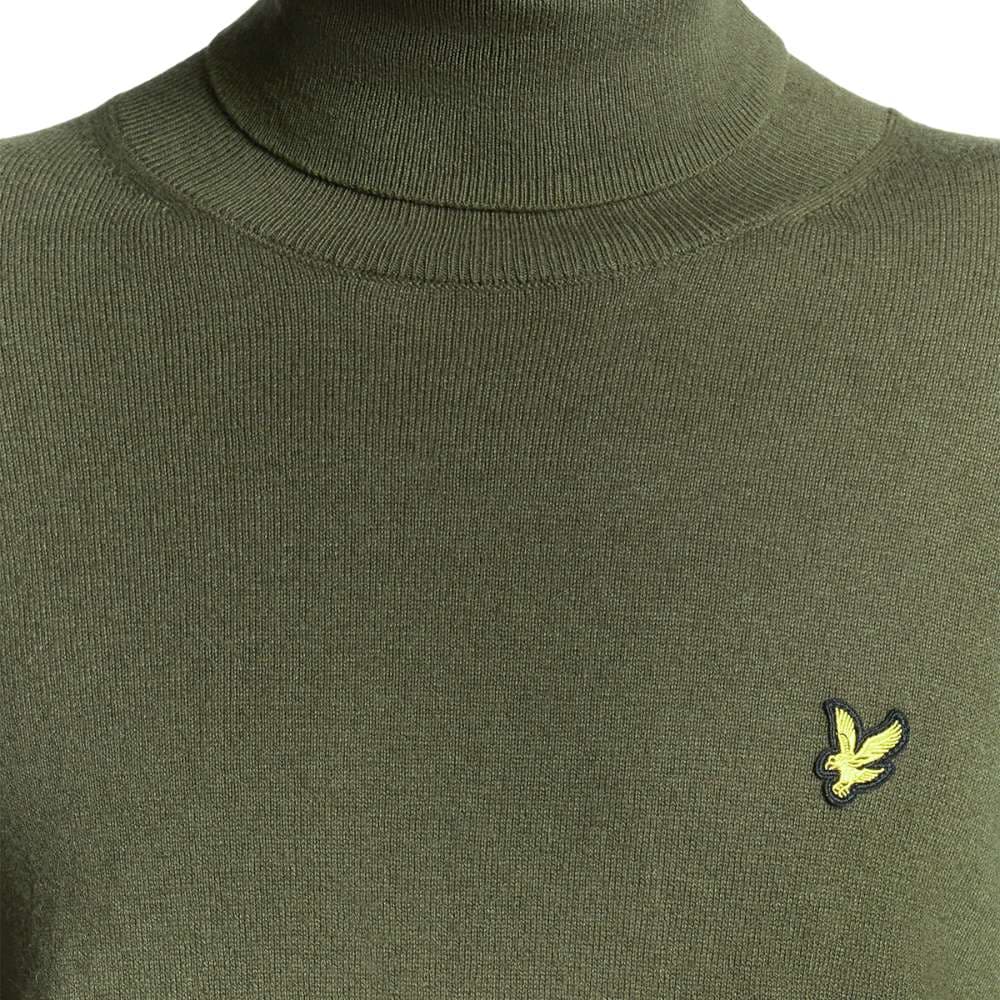 Lyle & Scott maglione collo alto verde in merino KN2103VC - 3