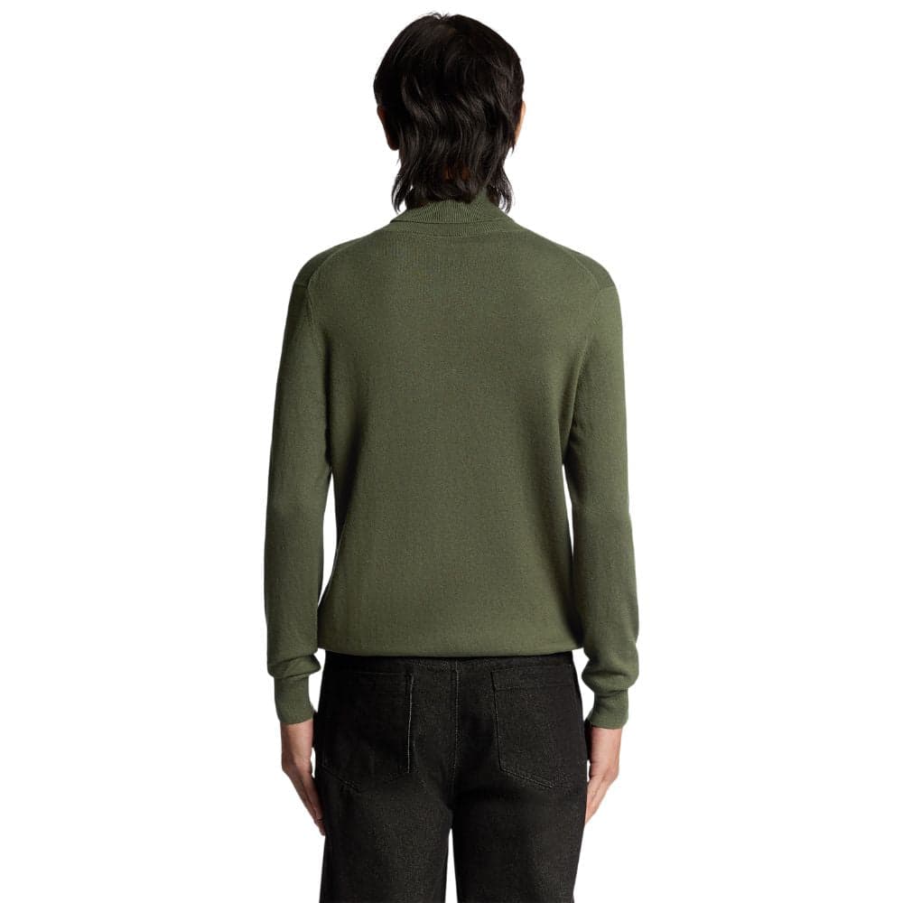 Lyle & Scott maglione collo alto verde in merino KN2103VC - 4