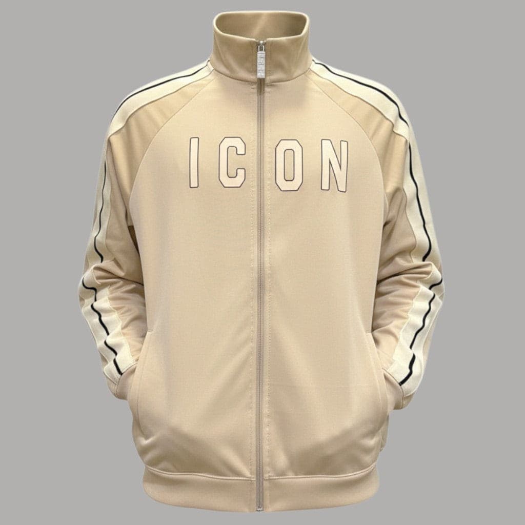 ICON felpa avorio con zip e bande laterali ICUF2W6F025 - 2