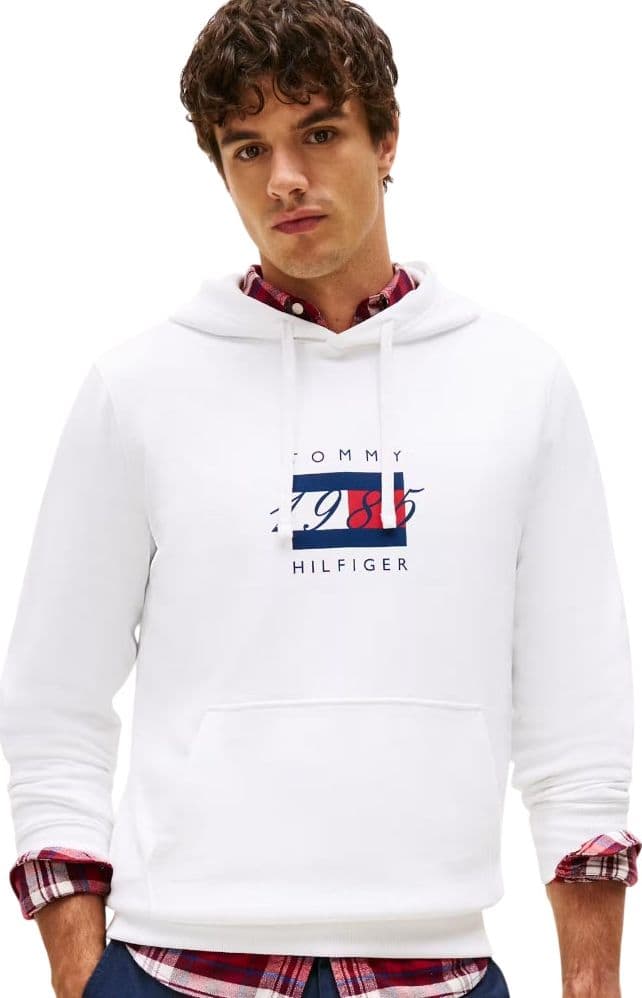 Tommy hilfiger felpa bianca con cappuccio MW0MW41332YBR