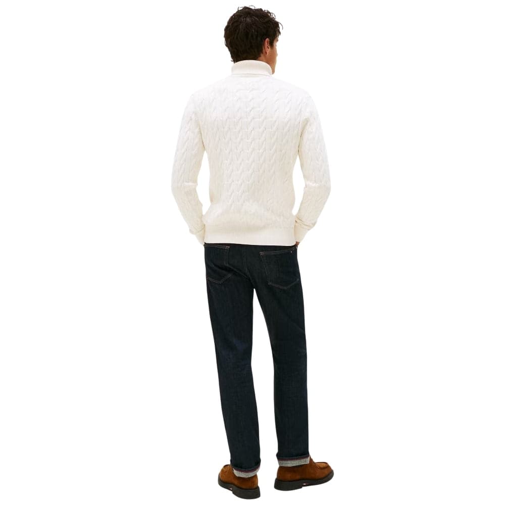 Tommy Hilfiger maglione dolcevita con trecce bianco MW0MW40439Z00 - 4
