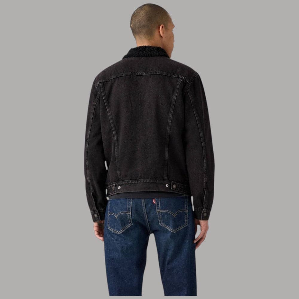 Levi's giacca nera in jeans sherpa trucker type III 163650291 - 2